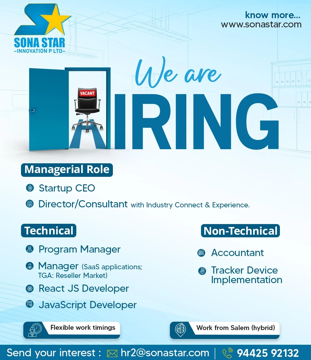 Job Openings -Sona Star